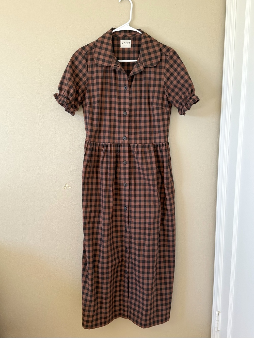 Offon Linen Checkered Midi Dress